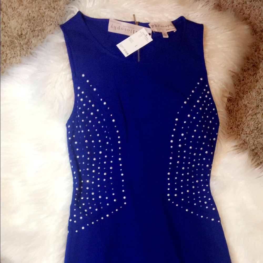 NWT navy & studded PHILOSOPHY dress 